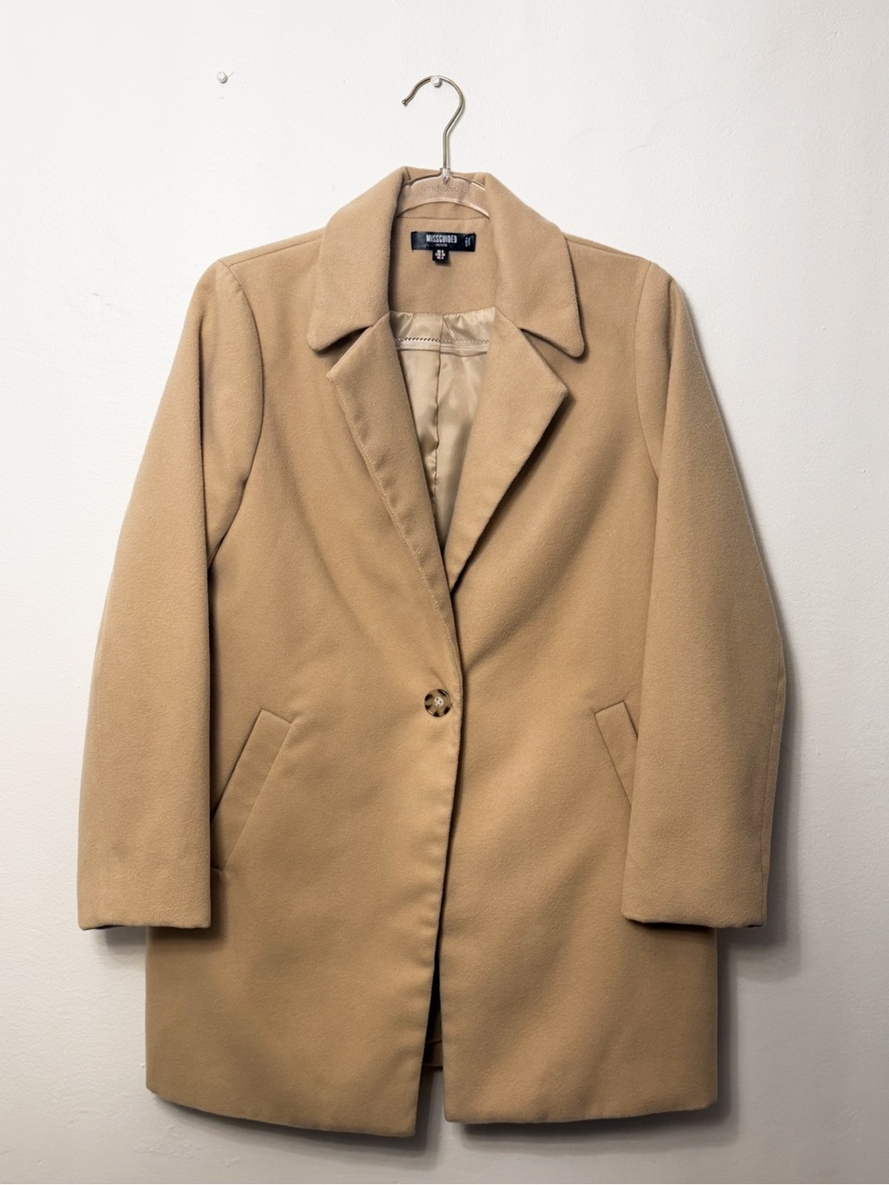 Missguided Petite Oatmeal Coat Size 4 Tailored Neutral Jacket